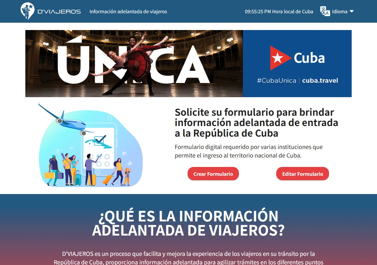 Screenshot of step 1: D'Viajeros portal landing page