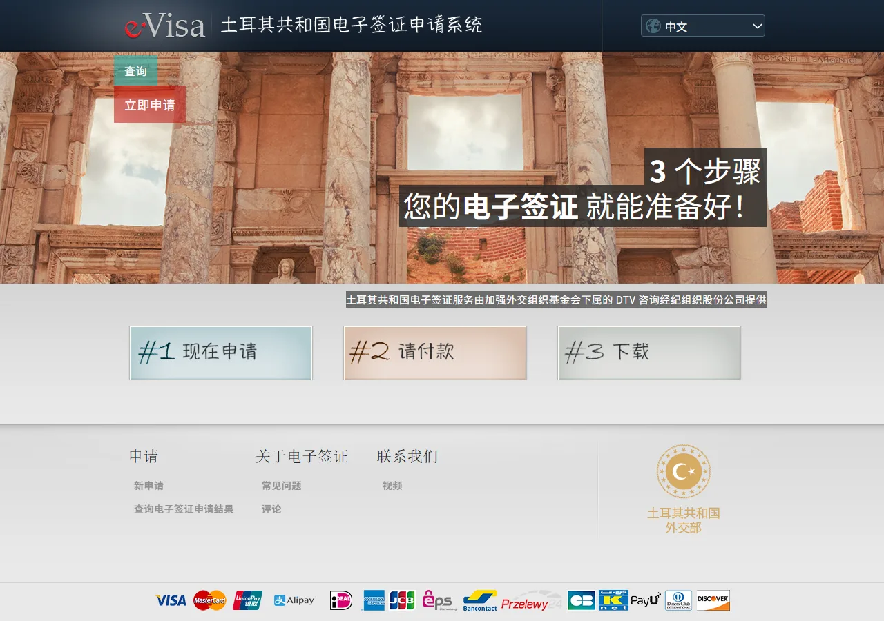 Screenshot of step 2: Turkey e-Visa government portal